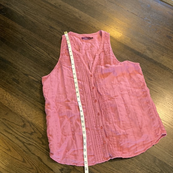 Prana Pink Button Pink Tank Top Large L EUC - Picture 2 of 7